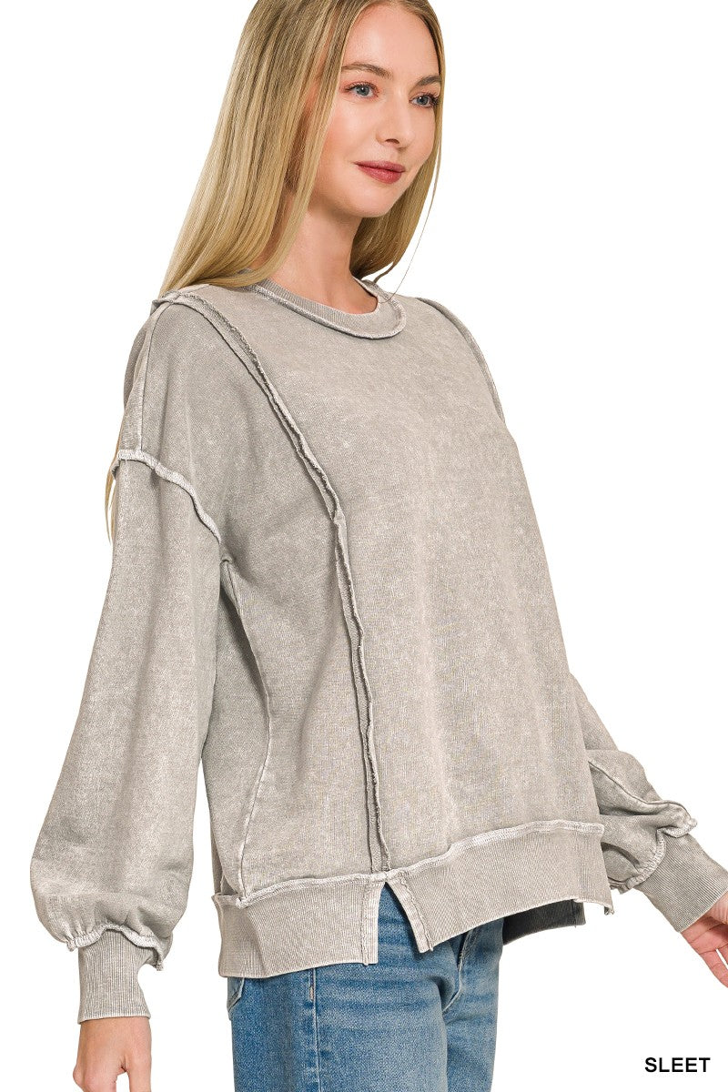 Acid Wash Fleece Oversized Pullover and Sweatpants