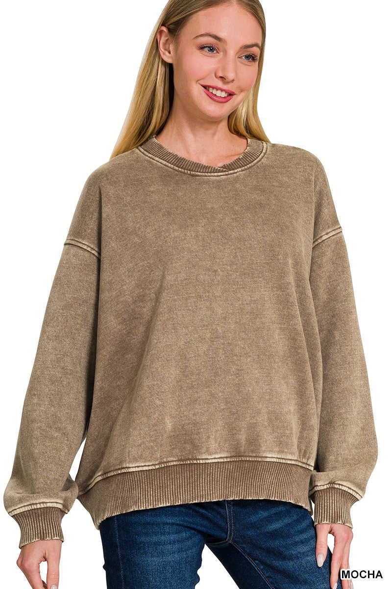 Acid Wash Fleece Oversized Pullover and Sweatpants