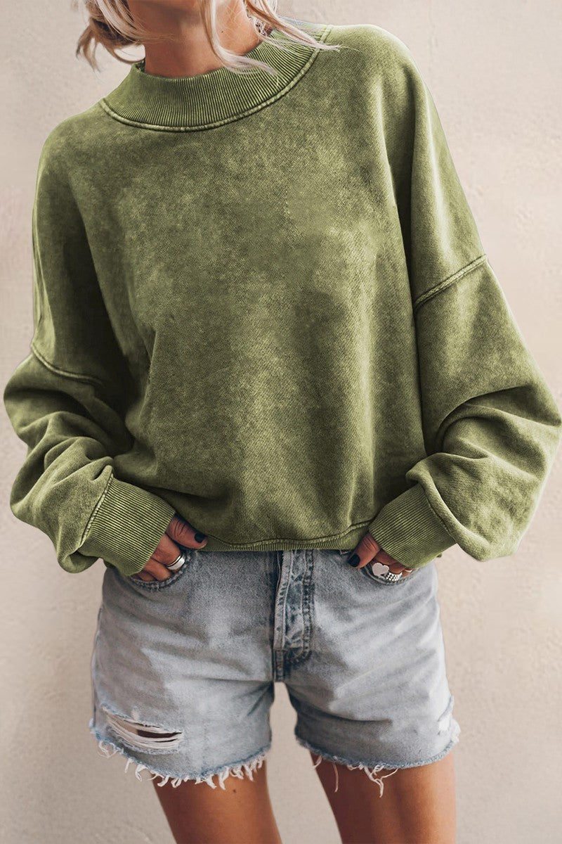 Drop Shoulder Crew Neck Pullover Sweatshirt