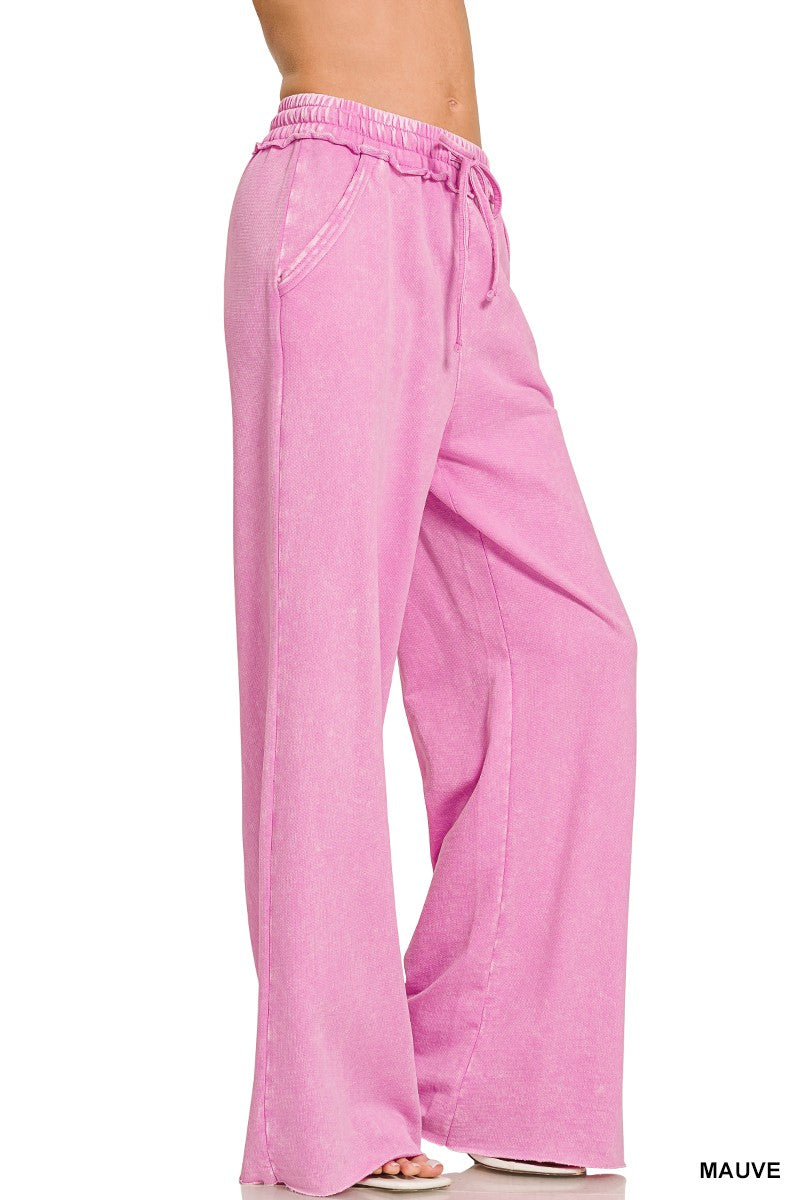 Acid Wash Fleece Oversized Pullover & Sweatpants set