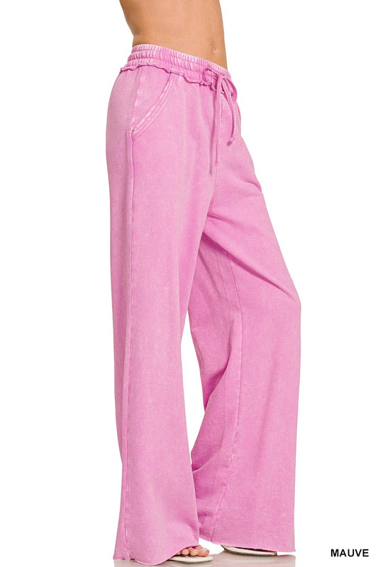 Acid Wash Fleece Oversized Pullover & Sweatpants set