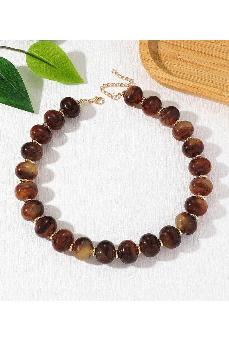 Boho Oval Resin Bead Necklace