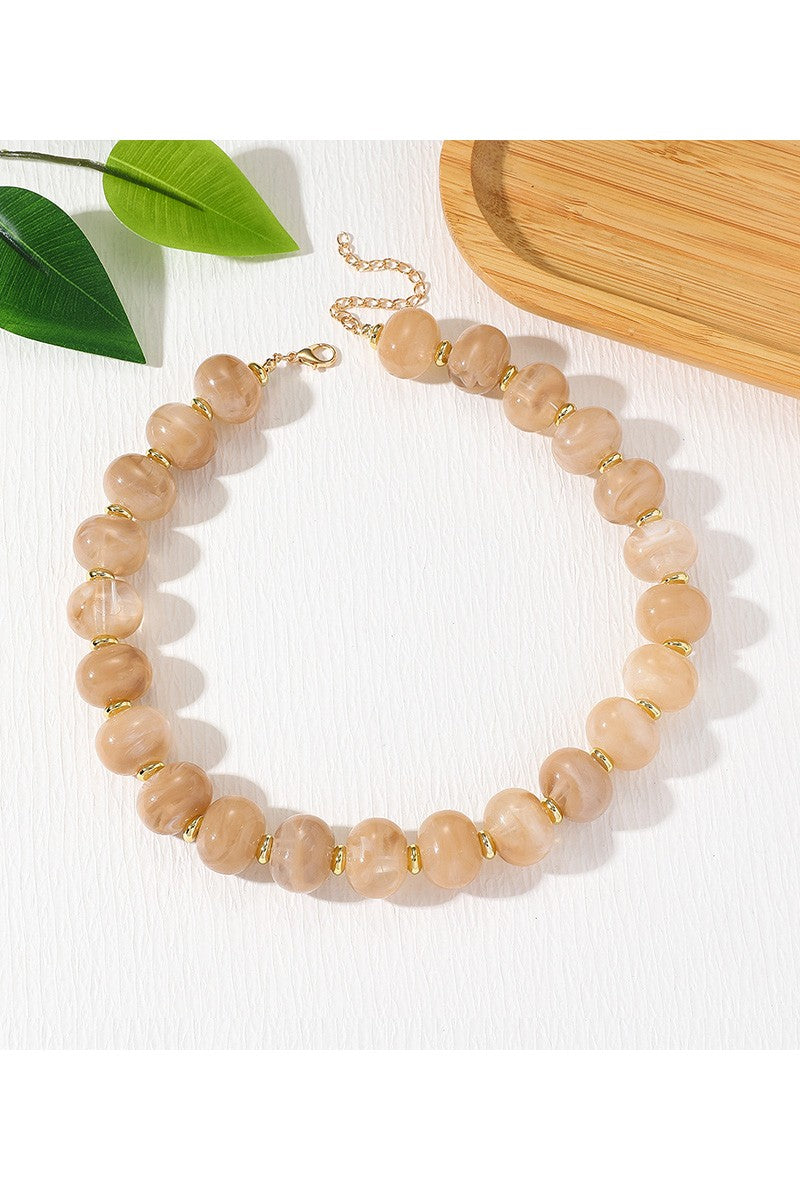 Boho Oval Resin Bead Necklace