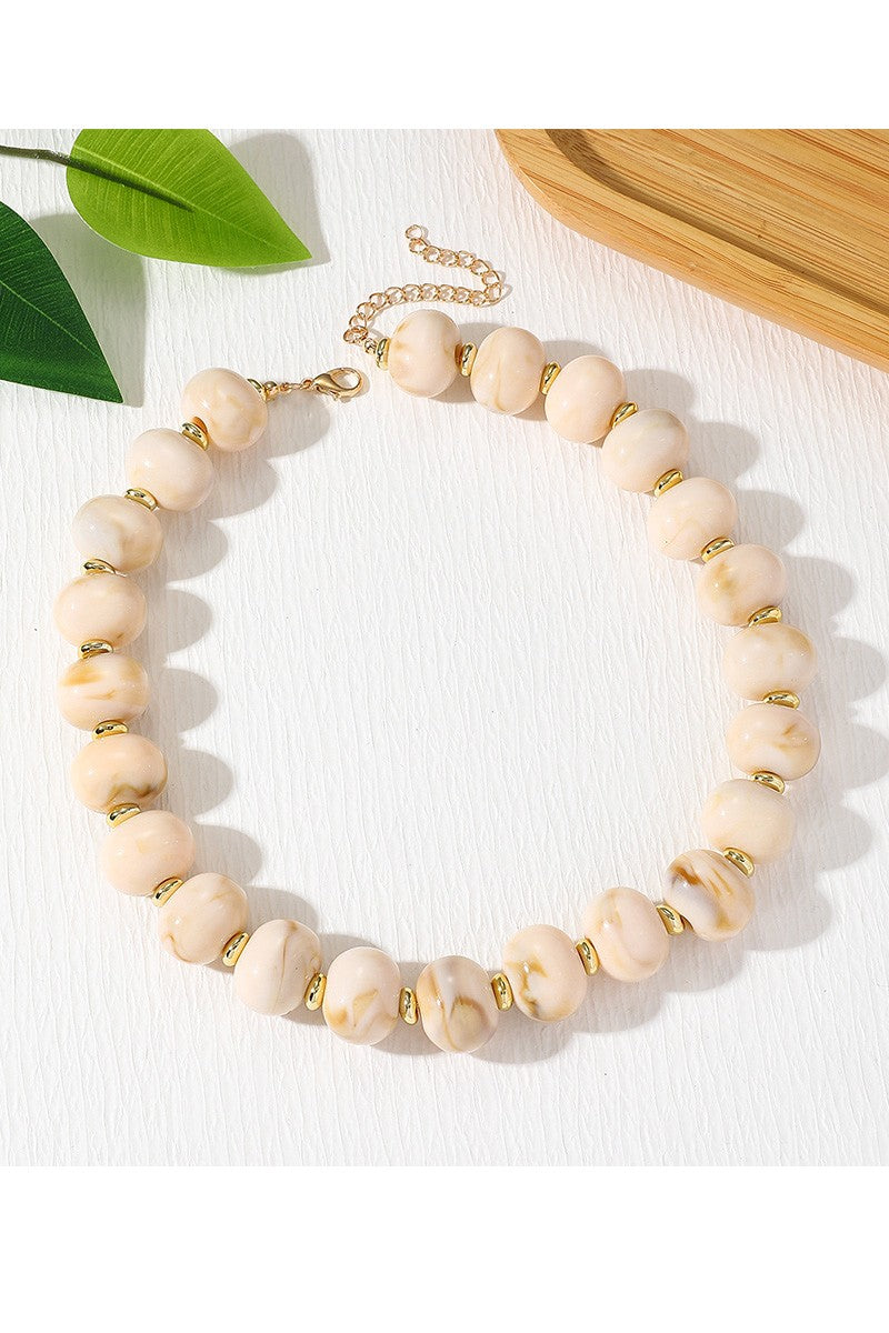 Boho Oval Resin Bead Necklace
