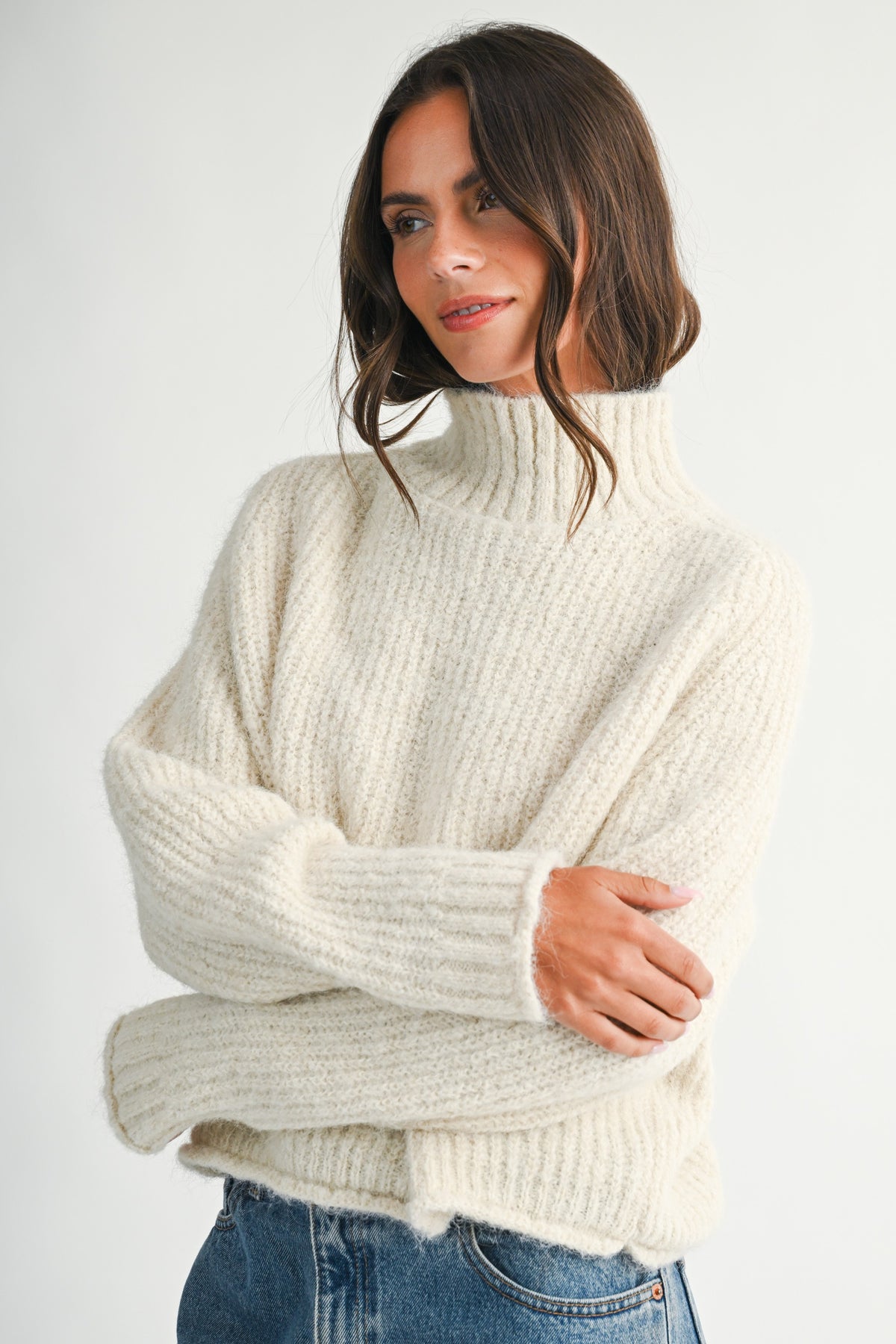 Soft Brushed Mock Neck Sweater