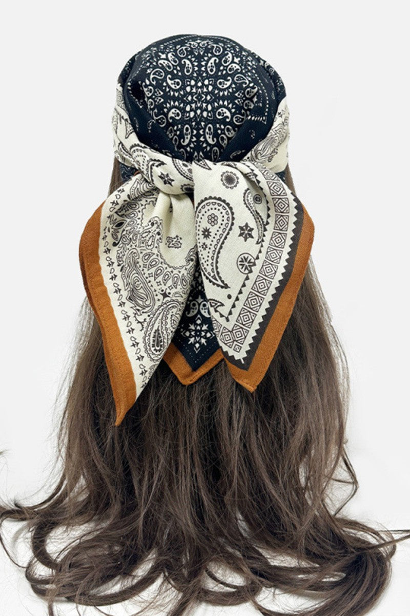 Linen Paisley Bandana Square Scarf