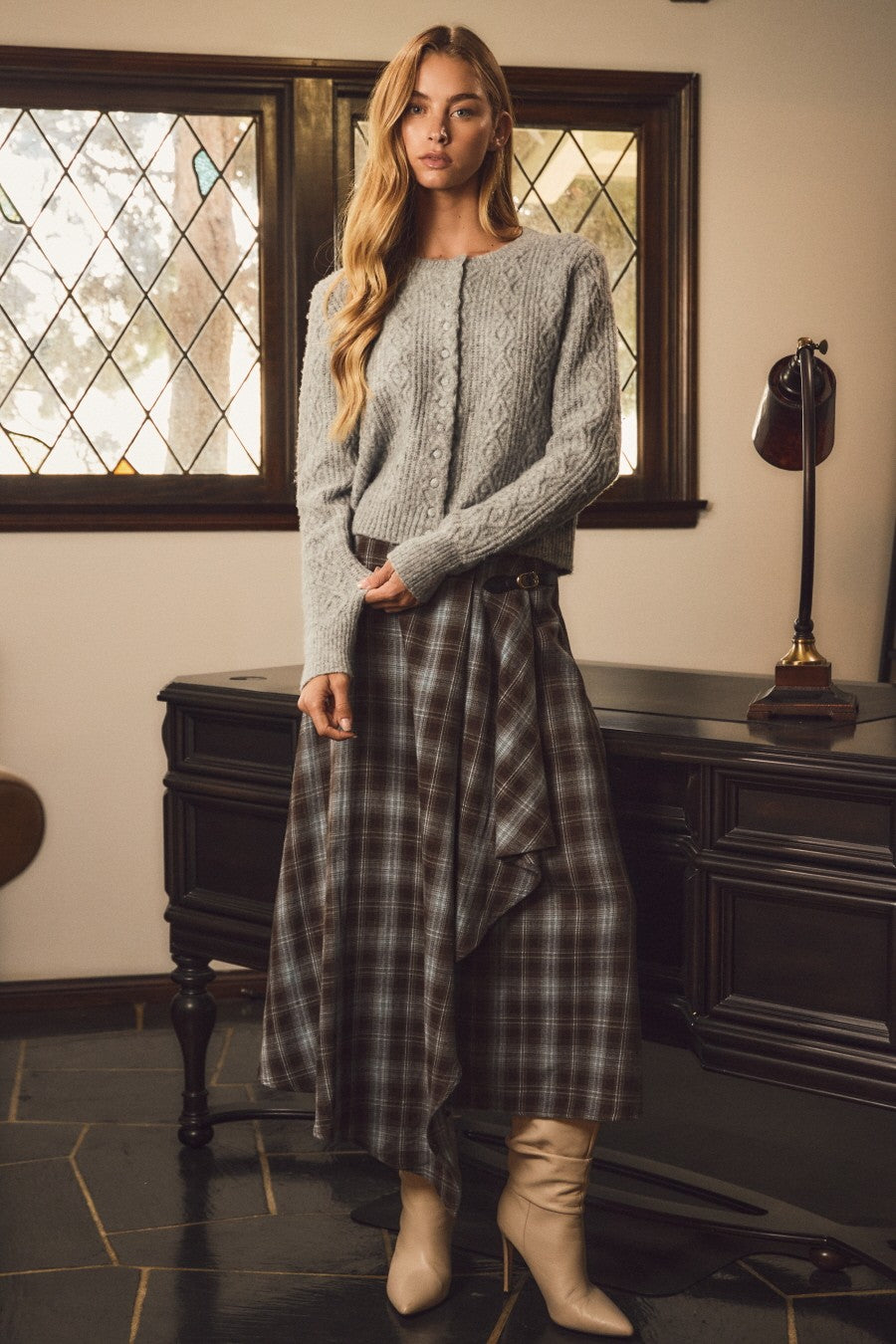 Plaid Midi Skirt