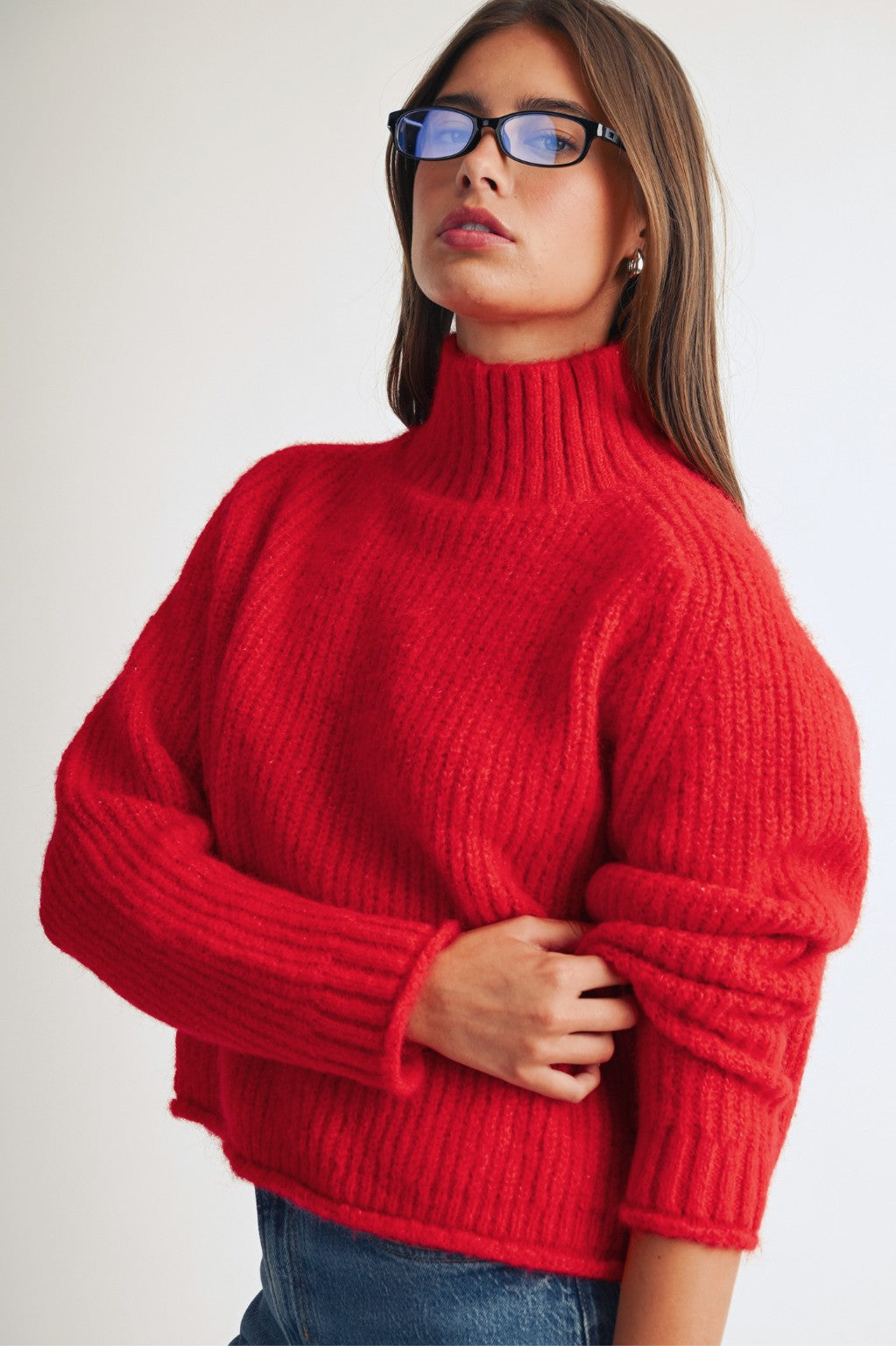 Soft Brushed Mock Neck Sweater