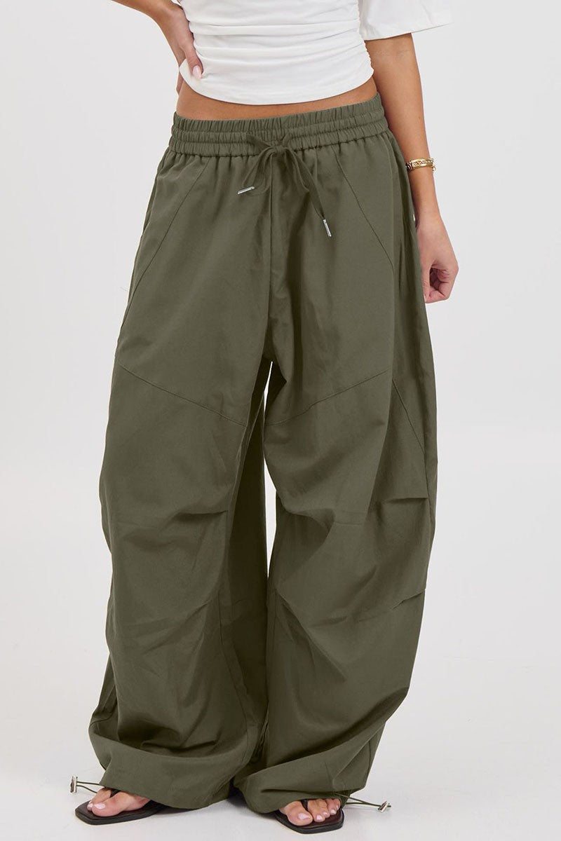 Drawstring Wide-leg Casual Pants