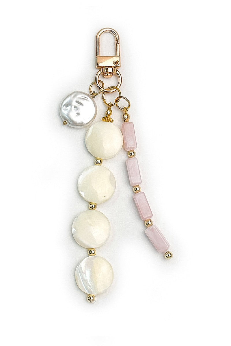 Faux Crystal Beaded Keychain Bag Charm