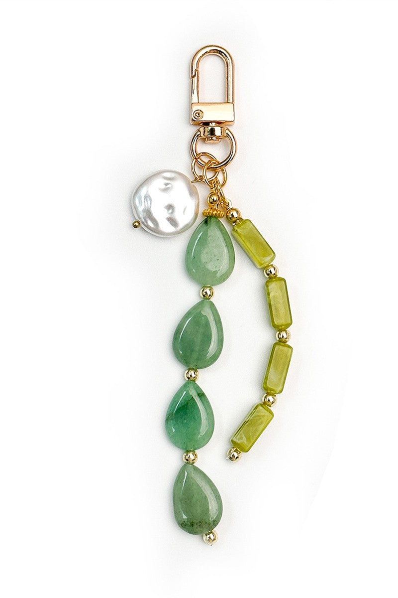 Faux Crystal Beaded Keychain Bag Charm