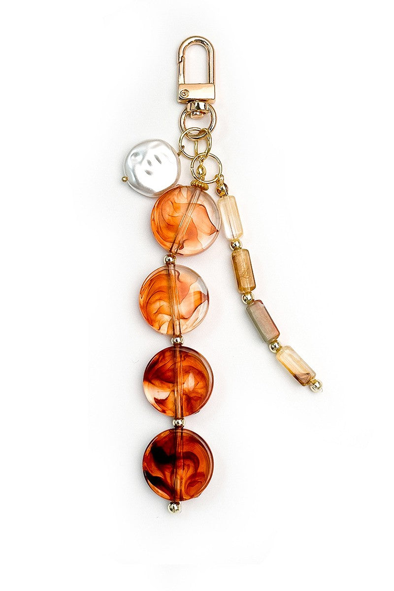 Faux Crystal Beaded Keychain Bag Charm