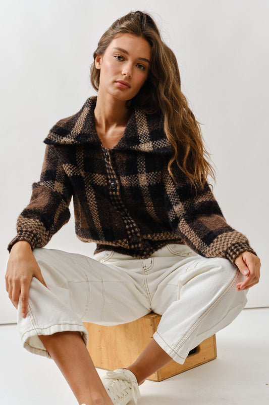 Plaid Button Down Cardigan