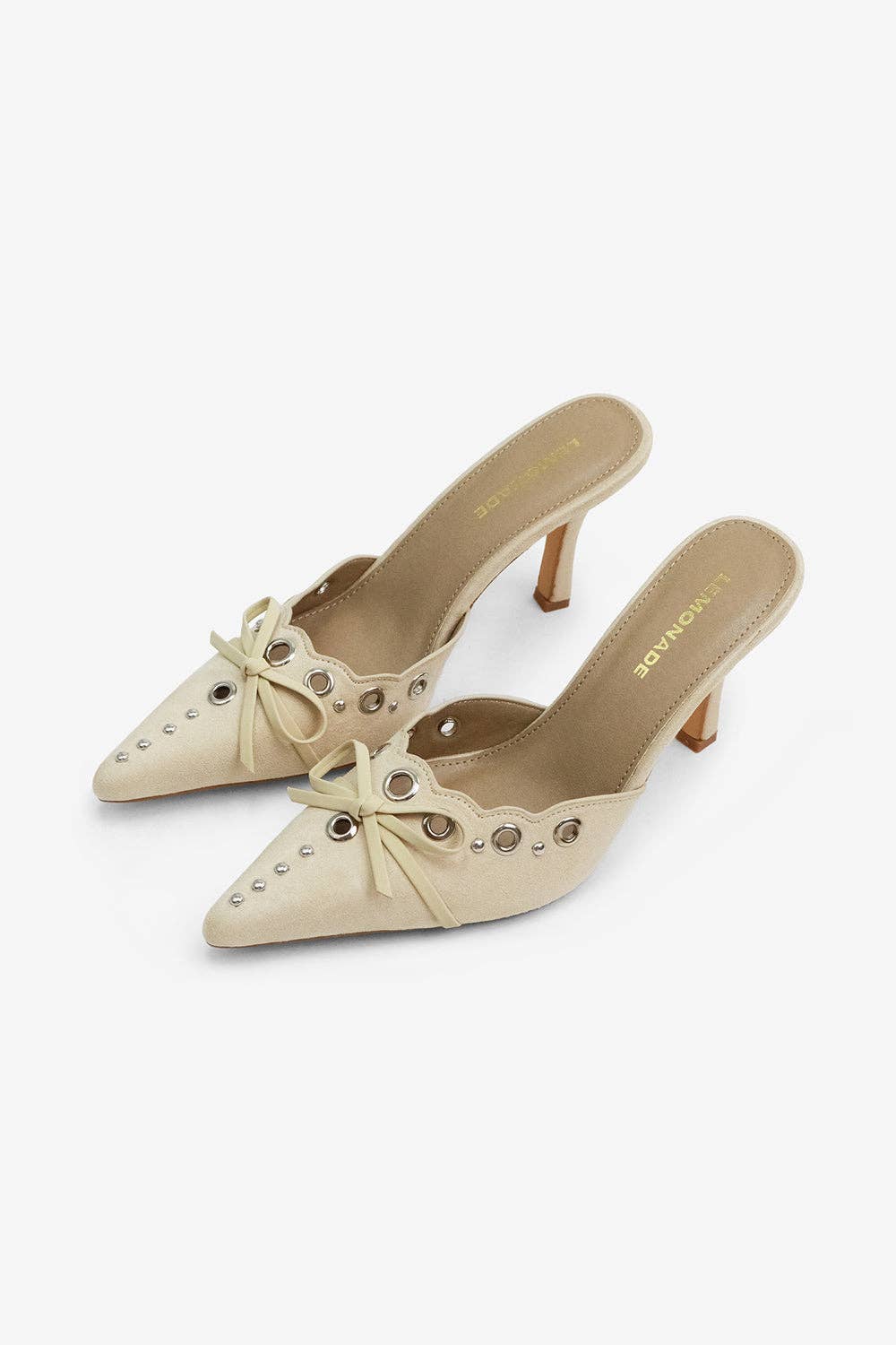 Pointed Toe Mule w/ Bow & Eyelet Embellishments